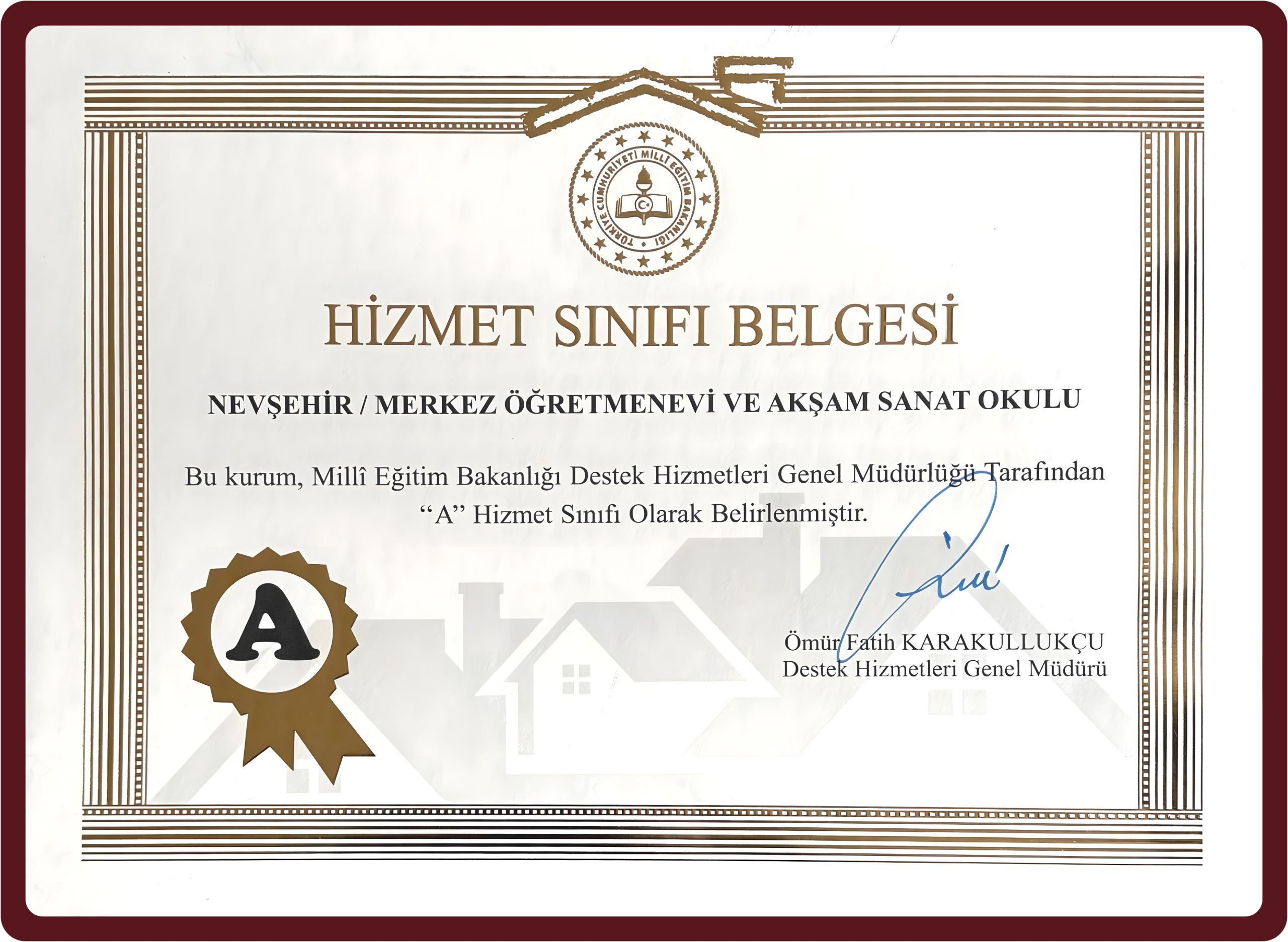 A Sınıfı Turizm Belgesi